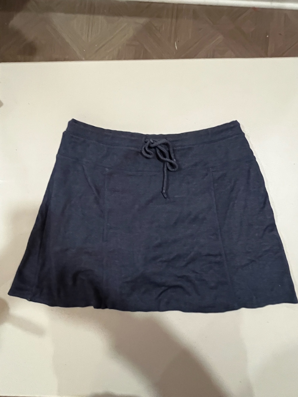 GreenTea Navy Drawstring A-Line Skort
